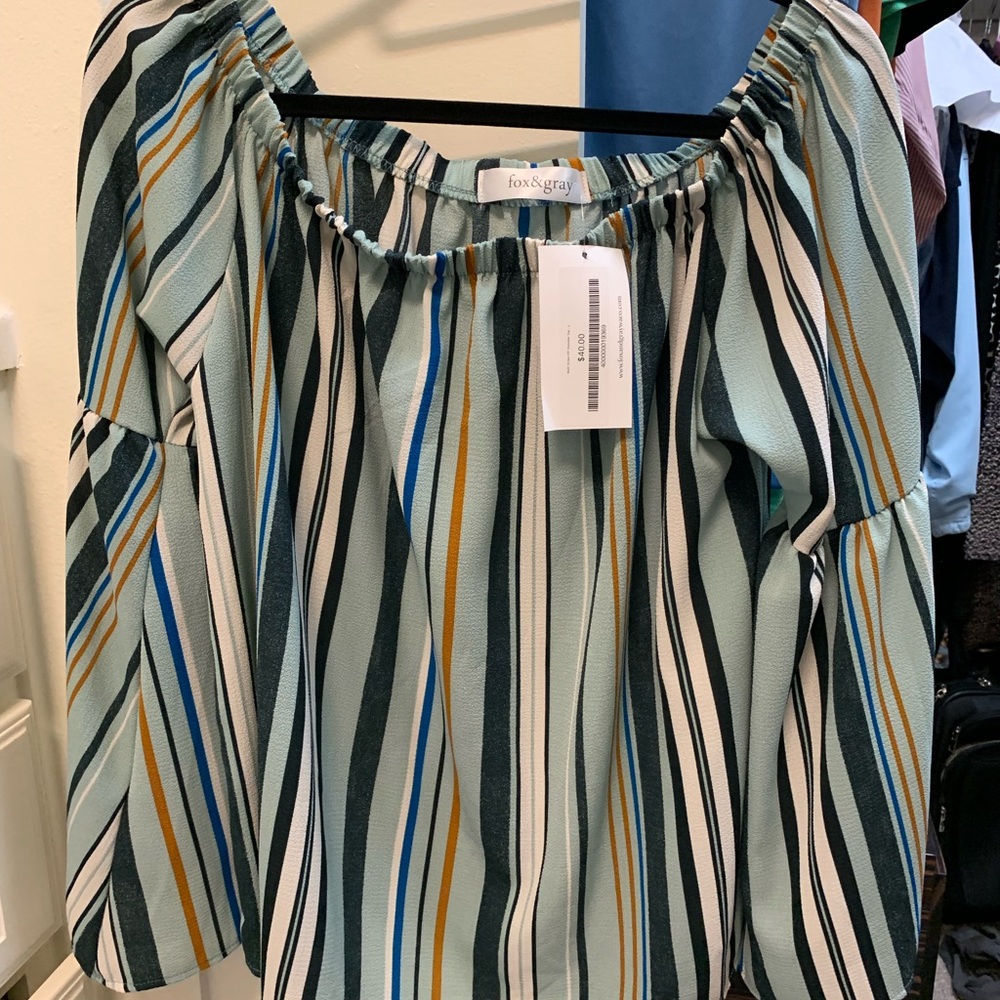 Off the shoulder striped blouse
